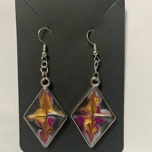Abstract cross resin earring